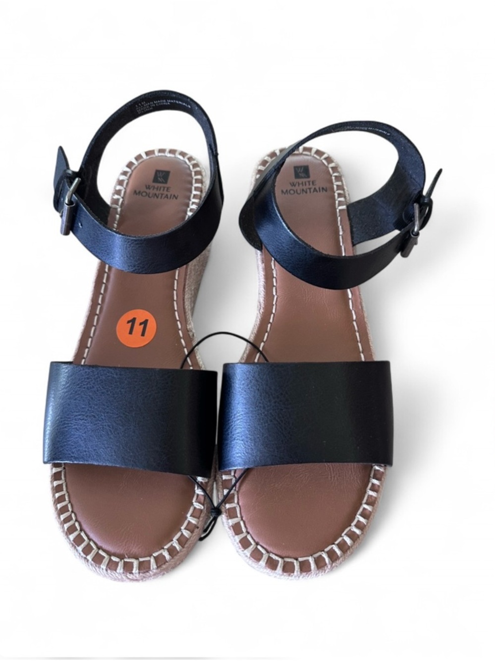 White Mountain Black and Brown Ankle-Strap Sandals